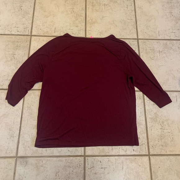 La Senza Burgundy 3/4 Sleeve Tee - Lounge/Casual Top, Size L - Picture 4 of 6